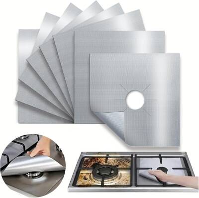 Kyrotech 4 Adet Gazlı Ocak Koruma Matı, Brülor Koruma Pedi, Yeniden Kullanılabilir Gazlı Ocak Üst Kapakları, Mutfak İçin, Kesilebilir, Kolay Temizlenebilir, Boyut 27*27 cm - Kyrotech