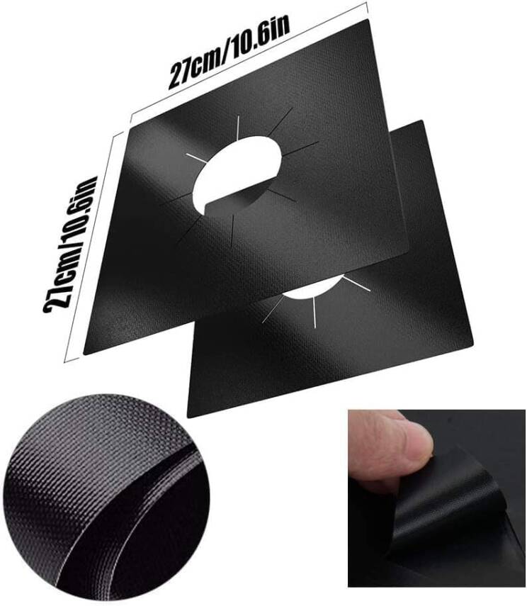 Kyrotech 4 Adet Gazlı Ocak Koruma Matı, Brülor Koruma Pedi, Yeniden Kullanılabilir Gazlı Ocak Üst Kapakları, Mutfak İçin, Kesilebilir, Kolay Temizlenebilir, Boyut 27*27 cm - 10