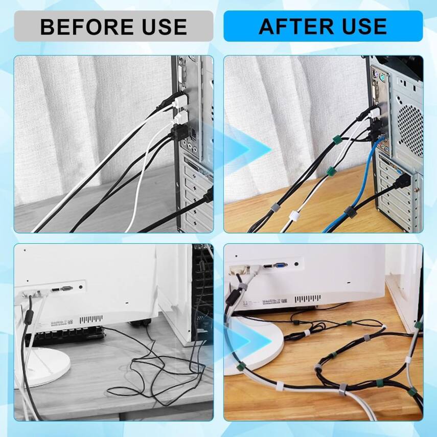 Kyrotech 4 Adet Kendinden Cırtlı Kablo Bağı, 5 Metre Kesilebilir Naylon Cırt Cırt Bant Seti, Tekrar Kullanılabilir, Ayarlanabilir Kablo Düzenleyici, Bahçe Hortumu, Fidan Toparlayıcı Asorti Çok Renkli - 5