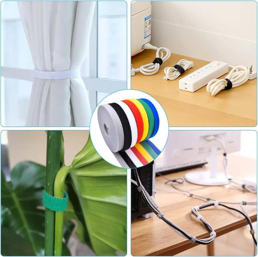 Kyrotech 4 Adet Kendinden Cırtlı Kablo Bağı, 5 Metre Kesilebilir Naylon Cırt Cırt Bant Seti, Tekrar Kullanılabilir, Ayarlanabilir Kablo Düzenleyici, Bahçe Hortumu, Fidan Toparlayıcı Asorti Çok Renkli - 4