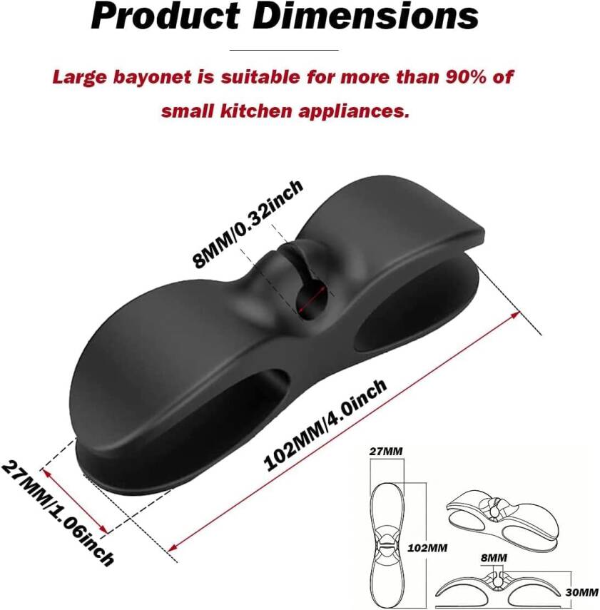 Kyrotech 4 Adet Silikon Kablo Düzenleyici Seti – Güçlü Yapışkanlı Tel Toplayıcı, Kordon Sarıcı, Ev, İşyeri, Mutfak Aletleri İçin Kavisli ve Düz Yüzey Uyumlu, Kahve Makinesi, Blender, Fritöz Uyumlu - 9