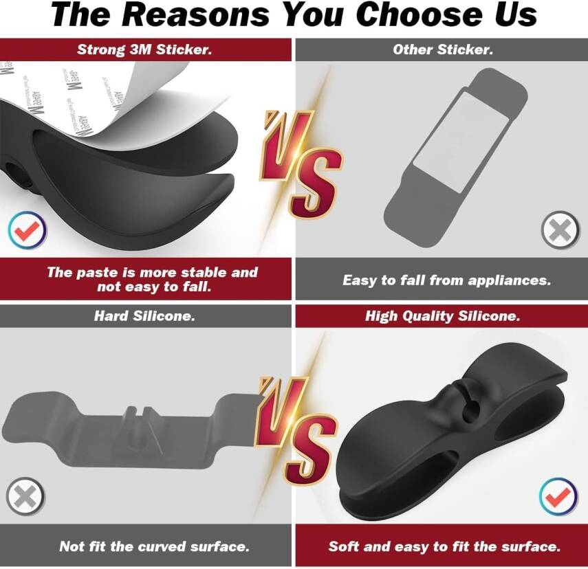 Kyrotech 4 Adet Silikon Kablo Düzenleyici Seti – Güçlü Yapışkanlı Tel Toplayıcı, Kordon Sarıcı, Ev, İşyeri, Mutfak Aletleri İçin Kavisli ve Düz Yüzey Uyumlu, Kahve Makinesi, Blender, Fritöz Uyumlu - 4