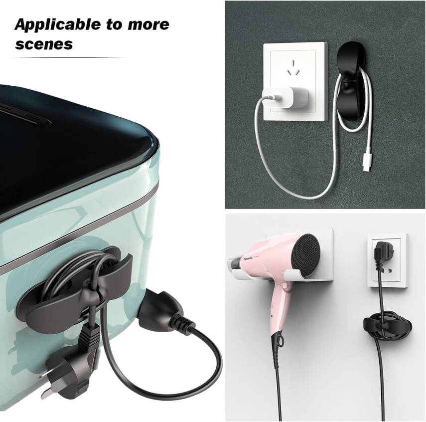 Kyrotech 4 Adet Silikon Kablo Düzenleyici Seti – Güçlü Yapışkanlı Tel Toplayıcı, Kordon Sarıcı, Ev, İşyeri, Mutfak Aletleri İçin Kavisli ve Düz Yüzey Uyumlu, Kahve Makinesi, Blender, Fritöz Uyumlu - 3