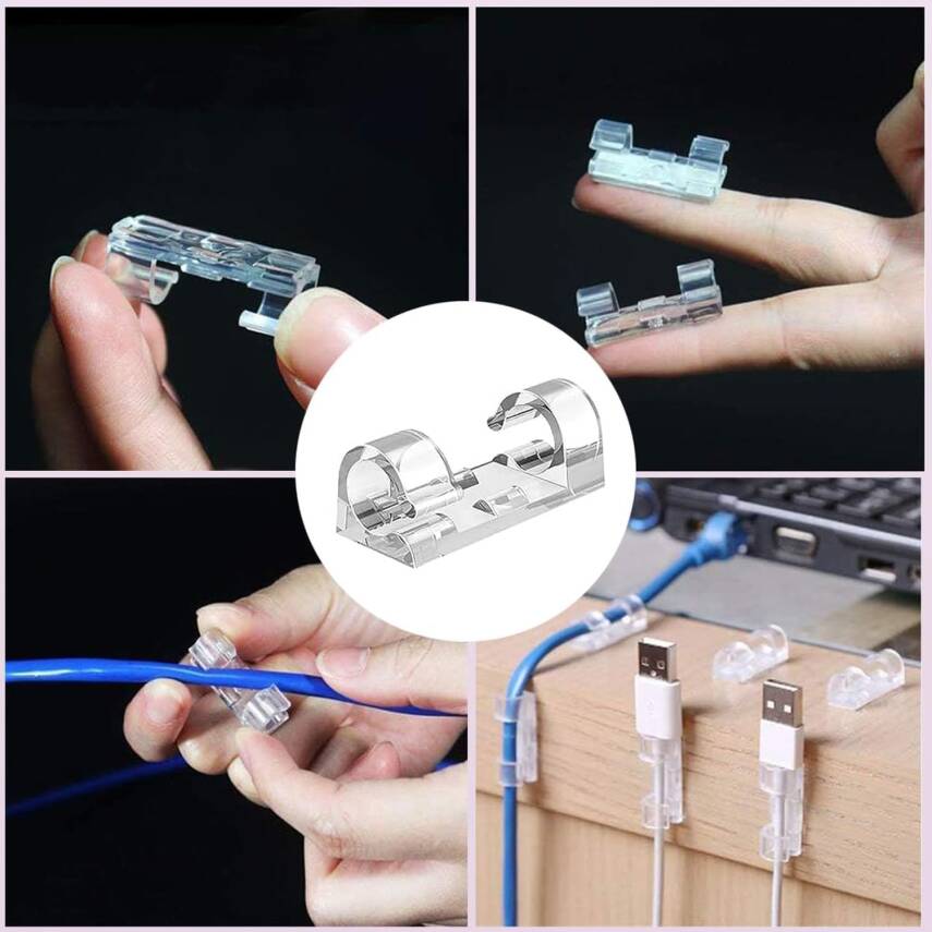 Kyrotech 40 Adet Yapışkanlı Kablo Klipsi Seti – Kablo Düzenleyici, Masa Üstü ve Duvar İçin Kablo Tutucu, Kablo Sabitleyici Aparat – Ev Ofis Kablo Yönetimi, USB, Şarj, Ethernet, Mouse İçin Uygundur - 8