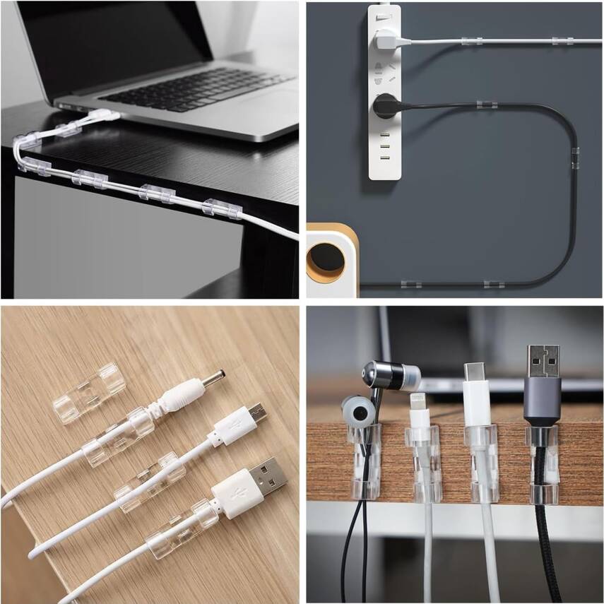 Kyrotech 40 Adet Yapışkanlı Kablo Klipsi Seti – Kablo Düzenleyici, Masa Üstü ve Duvar İçin Kablo Tutucu, Kablo Sabitleyici Aparat – Ev Ofis Kablo Yönetimi, USB, Şarj, Ethernet, Mouse İçin Uygundur - 9