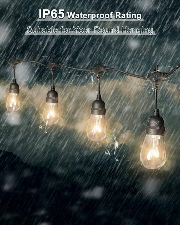 Kyrotech 5 Metre LED String Light IP65 Su Geçirmez Dış Mekan Işık Seti – 5 Adet S14 Ampul Dahil, 220V, 3000K Sıcak Beyaz Bahçe Balkon Teras Aydınlatma Lamba Zinciri - 9