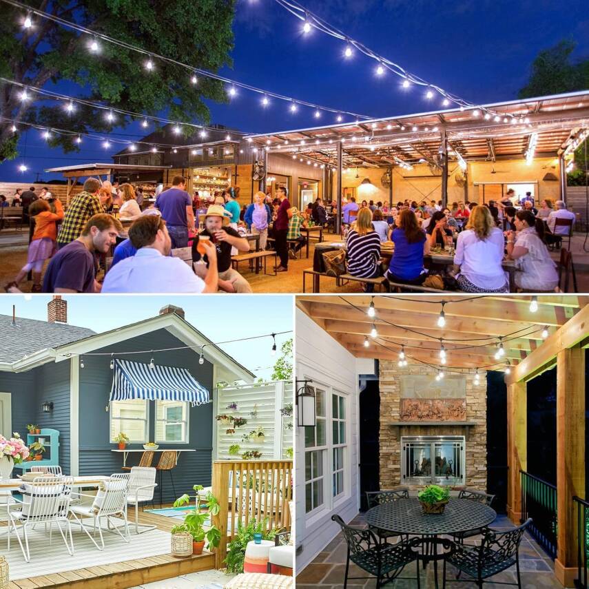 Kyrotech 5 Metre LED String Light IP65 Su Geçirmez Dış Mekan Işık Seti – 5 Adet S14 Ampul Dahil, 220V, 3000K Sıcak Beyaz Bahçe Balkon Teras Aydınlatma Lamba Zinciri - 4