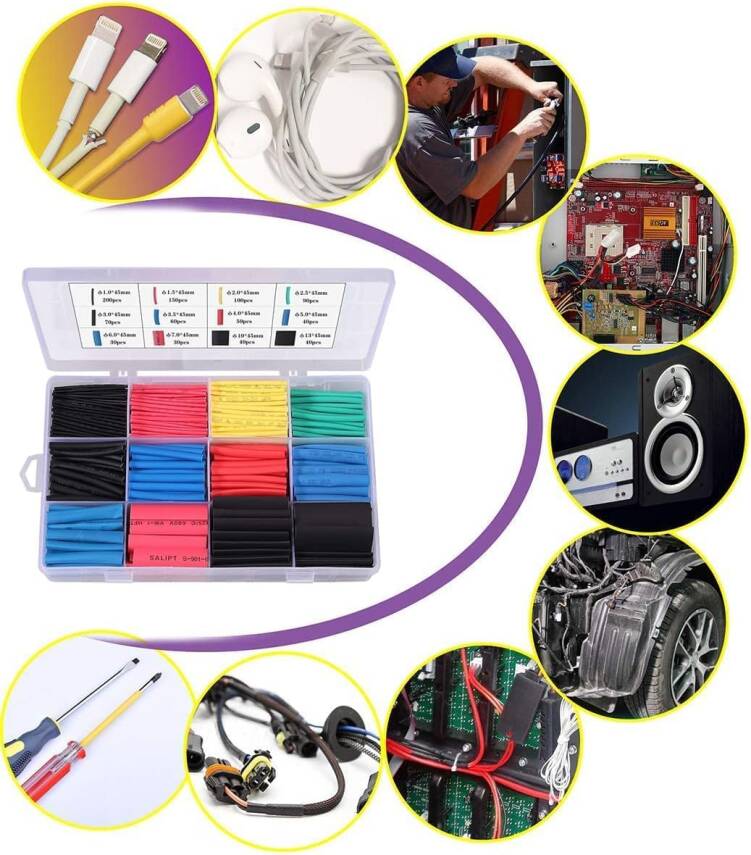 Kyrotech 560 Parça Isıyla Daralan Makaron Setİ, Kutulu, Renkli, Farklı Çaplarda Isıyla Büzüşen Kablo Koruma Kılıfı, Elektrik Yalıtım Makaron Kiti, Su Geçirmez, Alev Geciktirici, Kablo Onarım ve İzolasyonu - 2