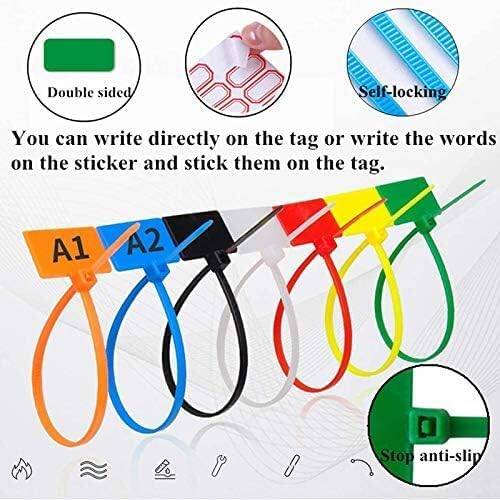 Kyrotech 700 Adet Etiketli Kablo Bağı, Güvenlik Etiket Bağı, Mühür Bağı, Ev Ofis Bahçe, Duvar Kablosu, Cırt Kelepçe, Plastik Cırt, Sarı, Yeşil, Mavi, Turuncu, Beyaz, Siyah, Kırmızı 100 er Adet - 2