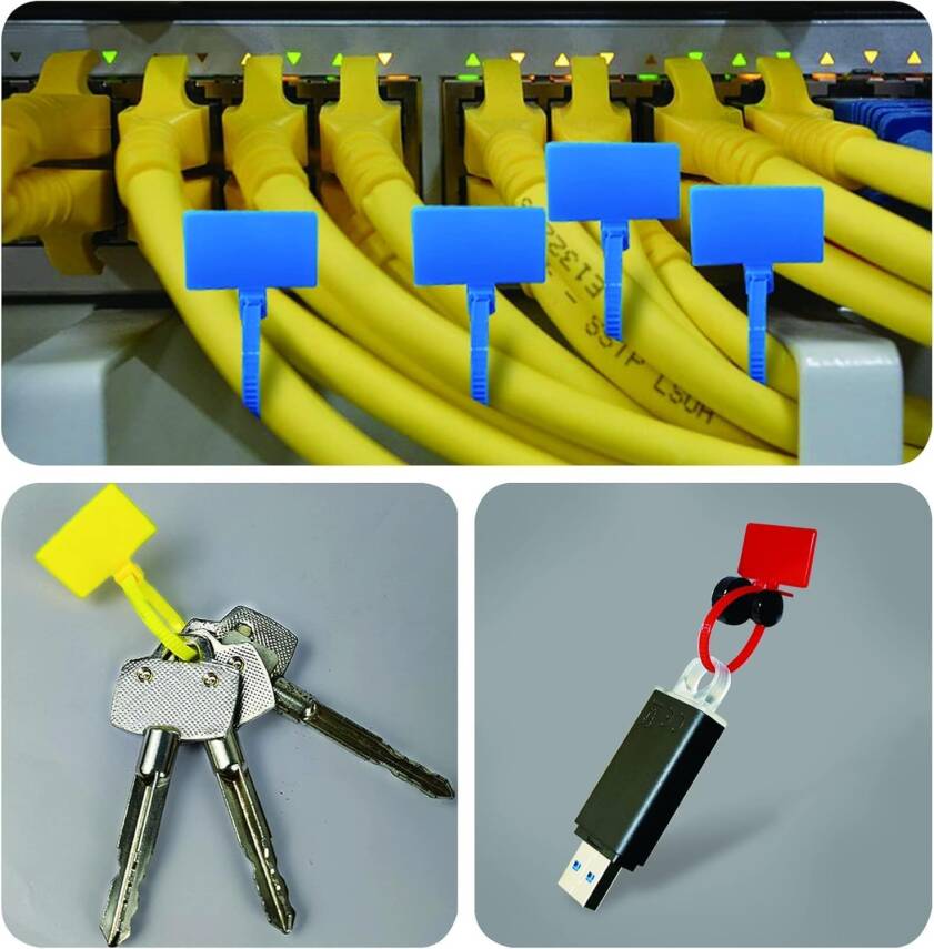 Kyrotech 700 Adet Etiketli Kablo Bağı, Güvenlik Etiket Bağı, Mühür Bağı, Ev Ofis Bahçe, Duvar Kablosu, Cırt Kelepçe, Plastik Cırt, Sarı, Yeşil, Mavi, Turuncu, Beyaz, Siyah, Kırmızı 100 er Adet - 4