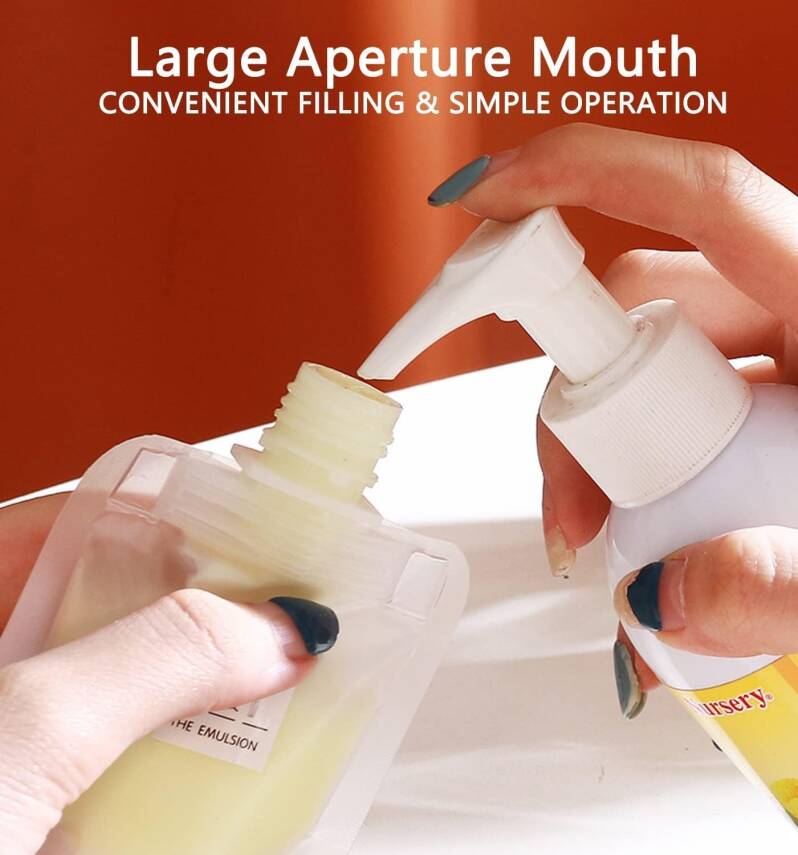 Kyrotech 9 Adet 100 ml Doldurulabilir Şişe Seti – Şampuan, Losyon, Duş Jeli, Yağ ve Krem için Sızdırmaz, BPA İçermeyen, Geniş Ağızlı Seyahat Şişeleri - 4