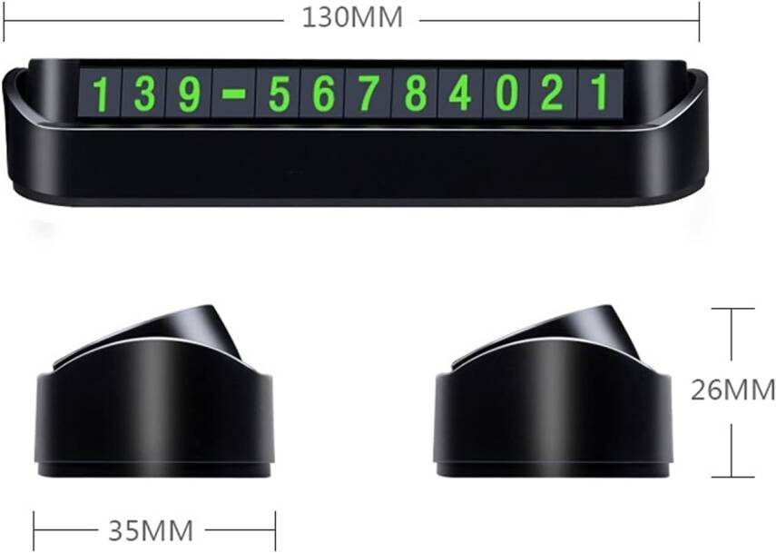 Kyrotech Araç İçi Otopark Numaratörü – Manyetik Sayı Etiketli, Fosforlu Mobil Telefon Numarası Ekranı, Gösterge Paneli için Şık Numara Göstergesi - 2