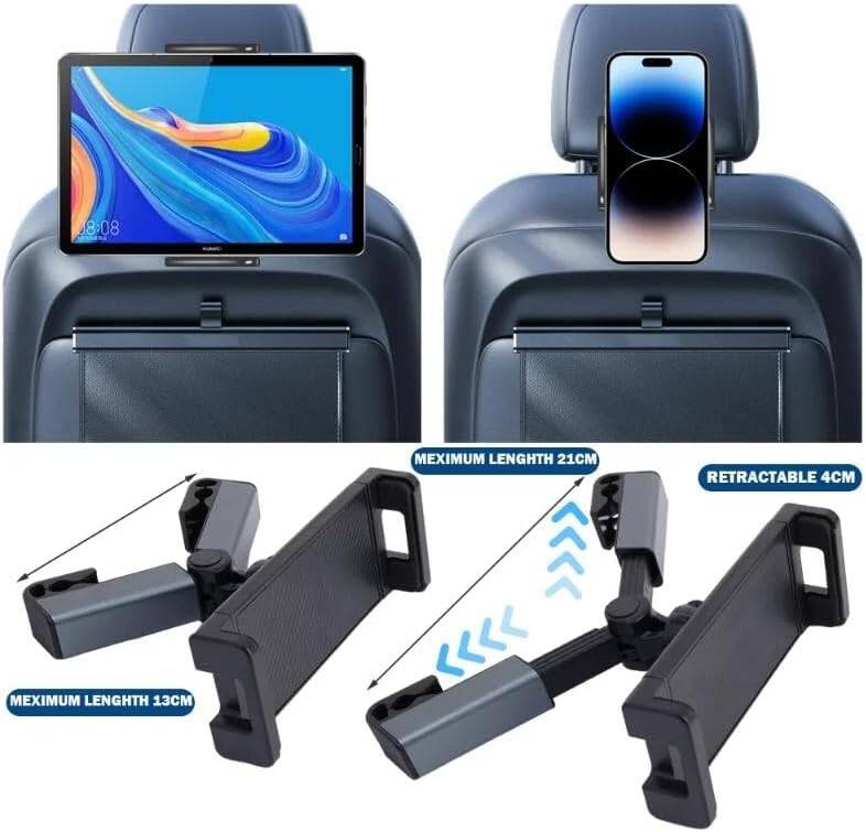 Kyrotech Araç Koltuk Arkası Tablet Tutucu, Telefon Tutucu, Tablet/Telefon Tutucu, 360° iPad Pro 12.9 Mini Air, Galaxy Tab A A7 S7, Switch, Surface, 4,7-12,9 inch ile uyumlu - 6