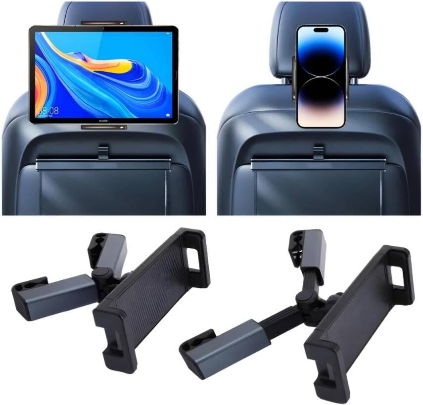 Kyrotech Araç Koltuk Arkası Tablet Tutucu, Telefon Tutucu, Tablet/Telefon Tutucu, 360° iPad Pro 12.9 Mini Air, Galaxy Tab A A7 S7, Switch, Surface, 4,7-12,9 inch ile uyumlu - 1