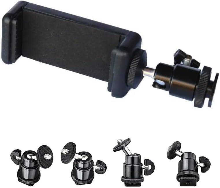 Kyrotech Cep telefonu klipsi tutucu, metal cep telefonu tutucu klipsi 360° bilyalı başlık 1/4 inç dişli, fotoğraf severler için hafif, sağlam - 6