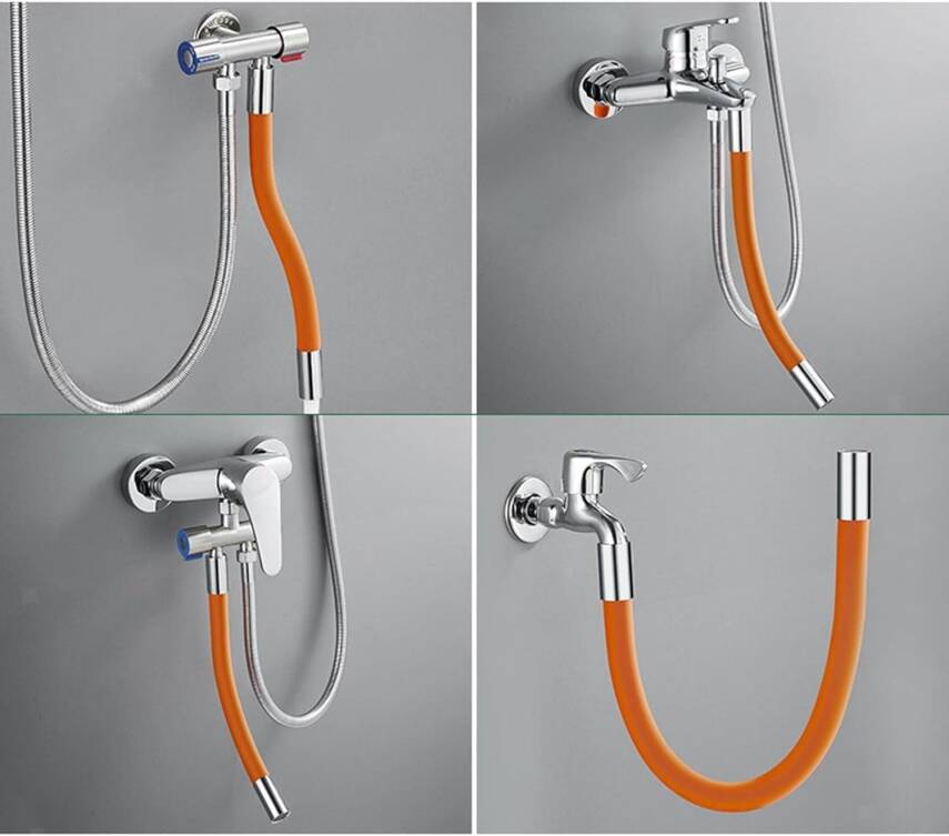 Kyrotech Esnek Musluk Uzatma Borusu – 30 cm | 360° Döner Başlıklı, Köpük Filtresi, Su Sıçratmaz | Kolay Kurulum | Mutfak, Banyo ve Duvar Muslukları için Uyumlu | Yumuşak ve Dayanıklı Plastik - 3