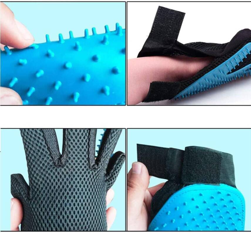 Kyrotech Evcil Hayvan Tüy Alma Eldiveni, Kedi ve Köpek Bakım Eldiveni, Mavi Evcil Hayvan Epilasyon Eldivenleri Evcil Hayvanlar için Banyo Eldiveni - 5