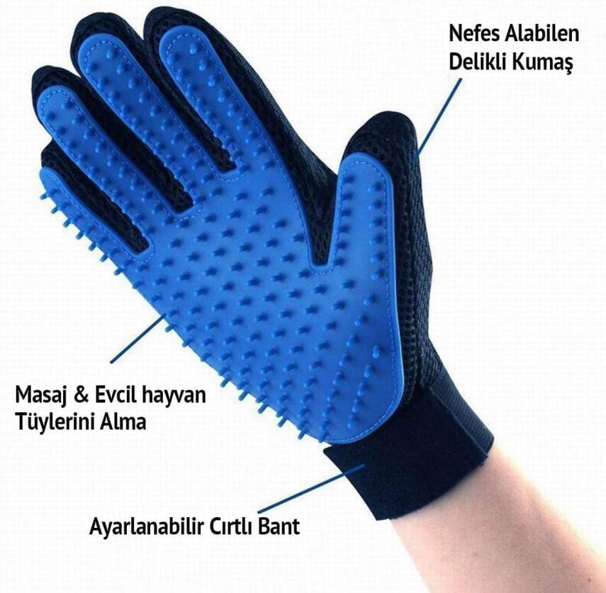 Kyrotech Evcil Hayvan Tüy Alma Eldiveni, Kedi ve Köpek Bakım Eldiveni, Mavi Evcil Hayvan Epilasyon Eldivenleri Evcil Hayvanlar için Banyo Eldiveni - 4
