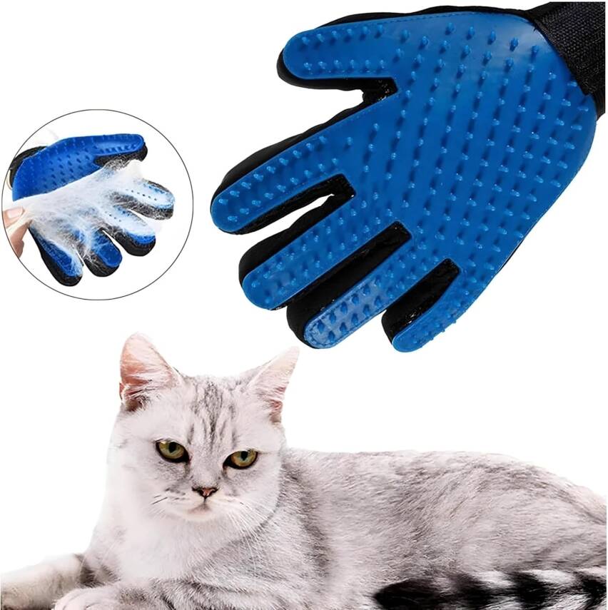 Kyrotech Evcil Hayvan Tüy Alma Eldiveni, Kedi ve Köpek Bakım Eldiveni, Mavi Evcil Hayvan Epilasyon Eldivenleri Evcil Hayvanlar için Banyo Eldiveni - 2
