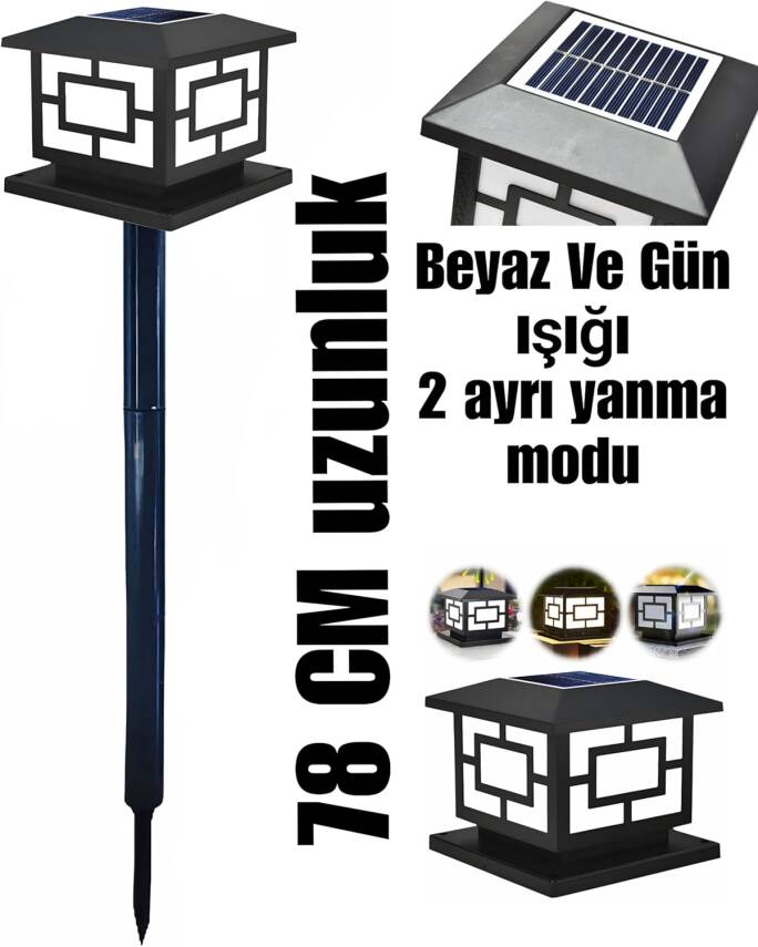 Kyrotech Güneş Enerjili 10W Set Üstü Standlı 78 CM Bahçe Aydınlatması, Su Geçirmez, 3200K-6500K, Solar Küp Armatür, 2 Modlu (Beyaz-Gün Işığı), Veranda, Çit, Bahçe Duvarı Küp Aydınlatma 165×110 mm - 2