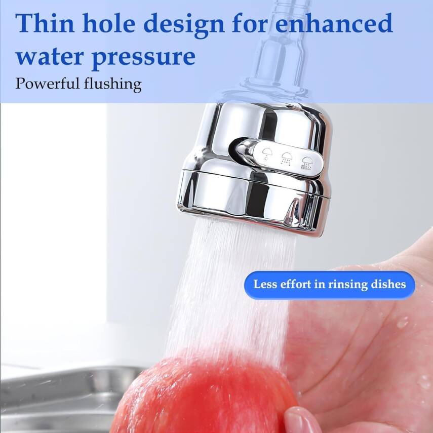 Kyrotech Hortumlu 360° Dönebilen 3 Kademeli Tasarruflu Musluk Başlığı – Mutfak, Banyo ve Lavabo için Su Tasarrufu Sağlayan Krom Kaplama Başlık, ABS Malzeme, Ofis ve Ev Uyumu, Kolay Montajlı - 7