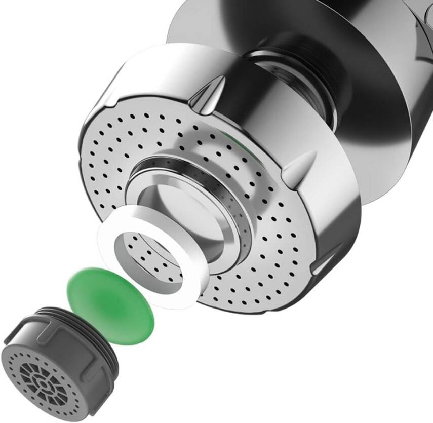 Kyrotech Hortumlu 360° Dönebilen 3 Kademeli Tasarruflu Musluk Başlığı – Paslanmaz Mutfak, Banyo ve Lavabo için Su Tasarrufu Sağlayan Krom Kaplama Başlık, ABS Malzeme, Ofis ve Ev Uyumu, Kolay Montajlı - 7