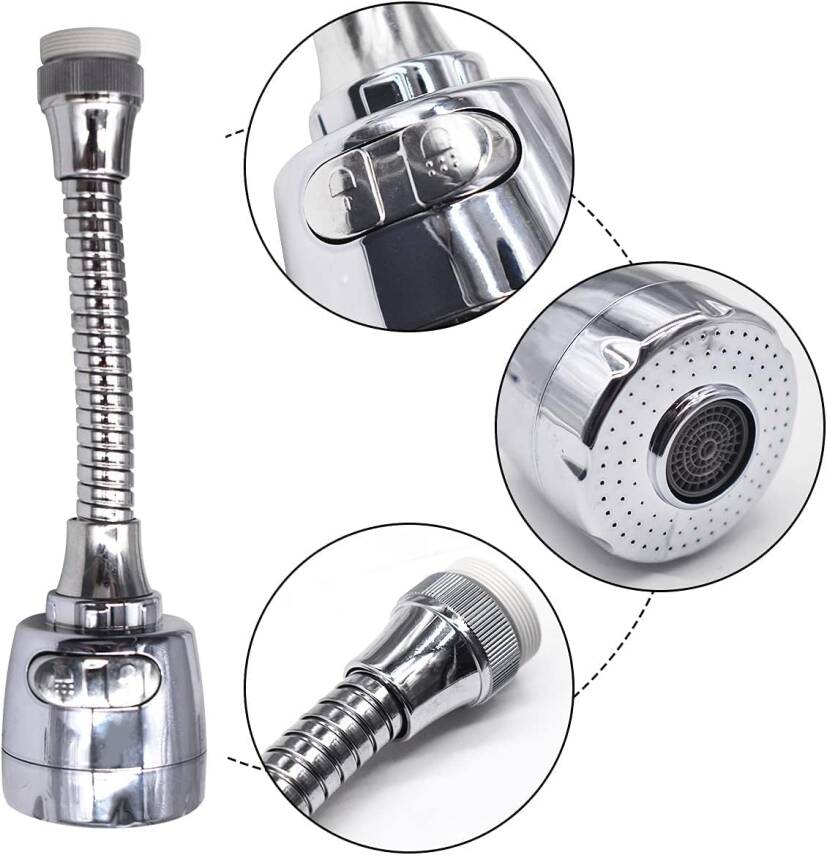 Kyrotech Hortumlu 360° Dönebilen 3 Kademeli Tasarruflu Musluk Başlığı – Paslanmaz Mutfak, Banyo ve Lavabo için Su Tasarrufu Sağlayan Krom Kaplama Başlık, ABS Malzeme, Ofis ve Ev Uyumu, Kolay Montajlı - 6