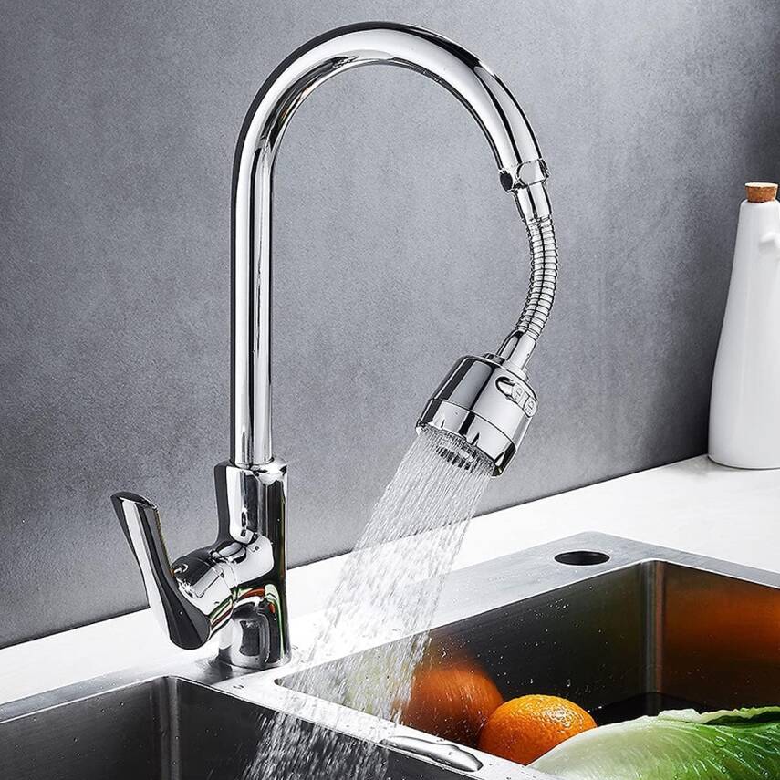 Kyrotech Hortumlu 360° Dönebilen 3 Kademeli Tasarruflu Musluk Başlığı – Paslanmaz Mutfak, Banyo ve Lavabo için Su Tasarrufu Sağlayan Krom Kaplama Başlık, ABS Malzeme, Ofis ve Ev Uyumu, Kolay Montajlı - 4