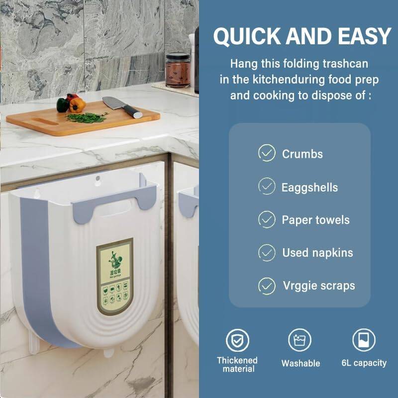 Kyrotech Katlanabilir Körüklü Mutfak Dolap İçi Çöp Kovası – 20kg Taşıma Kapasiteli, Kompakt ve Dayanıklı Atık Kutusu, Kolay Montajlı Plastik Çöp Kovası, Pratik ve Hijyenik Kullanım, 13x22x25 cm - 4