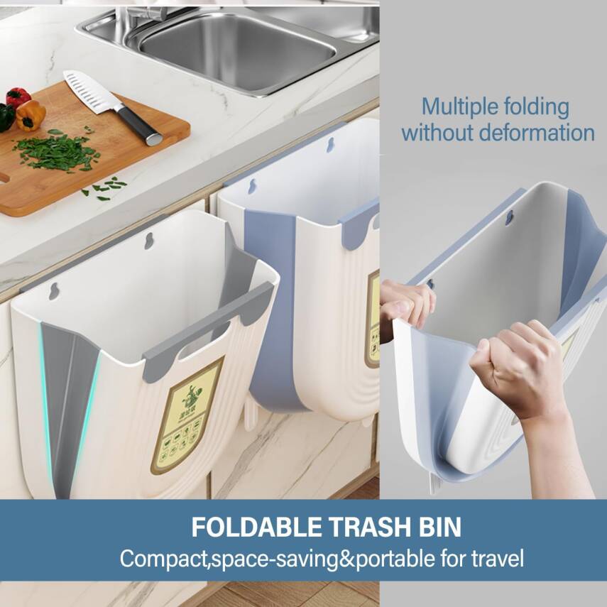 Kyrotech Katlanabilir Körüklü Mutfak Dolap İçi Çöp Kovası – 20kg Taşıma Kapasiteli, Kompakt ve Dayanıklı Atık Kutusu, Kolay Montajlı Plastik Çöp Kovası, Pratik ve Hijyenik Kullanım, 13x22x25 cm - 9