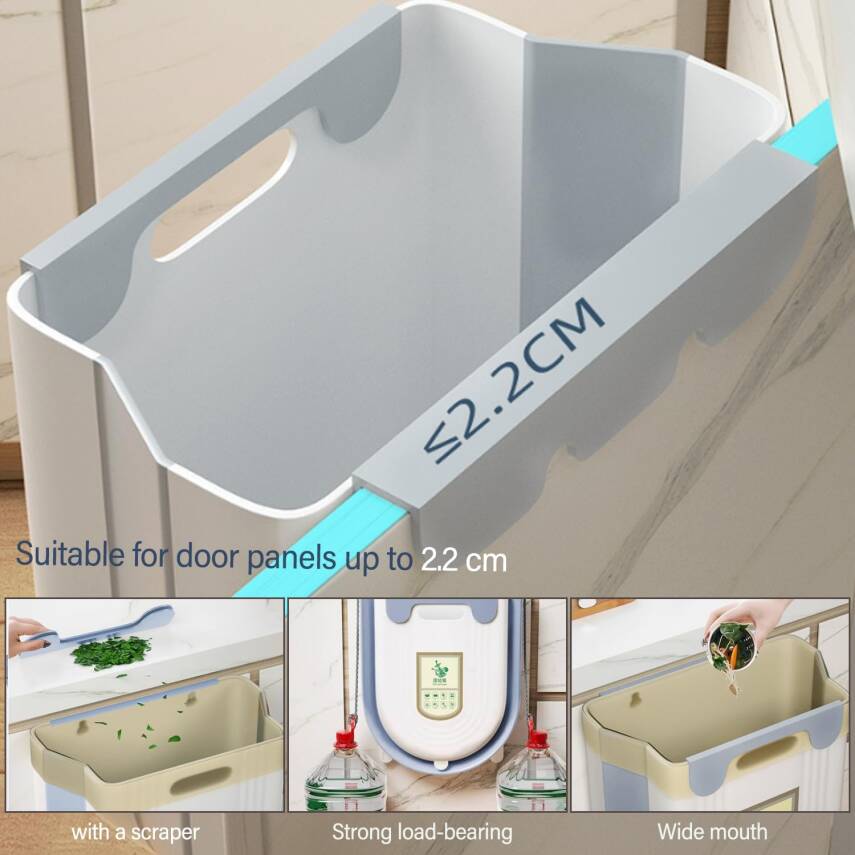 Kyrotech Katlanabilir Körüklü Mutfak Dolap İçi Çöp Kovası – 20kg Taşıma Kapasiteli, Kompakt ve Dayanıklı Atık Kutusu, Kolay Montajlı Plastik Çöp Kovası, Pratik ve Hijyenik Kullanım, 13x22x25 cm - 7