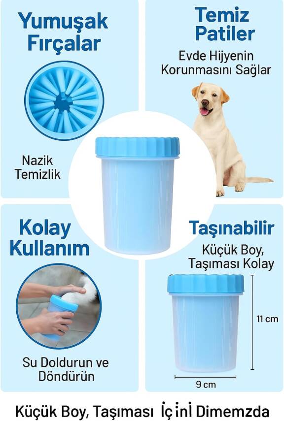 Kyrotech Köpek Pati Temizleme Kupası – Silikon Fırçalı Ayak Temizleyici Kupa – Taşınabilir, Su ile Yıkanabilir, Nazik Temizlik Sunan Küçük Boy Pati Yıkama Kabı – Evde ve Dışarıda Hijyen için Evcil Hayvan Akses - 2