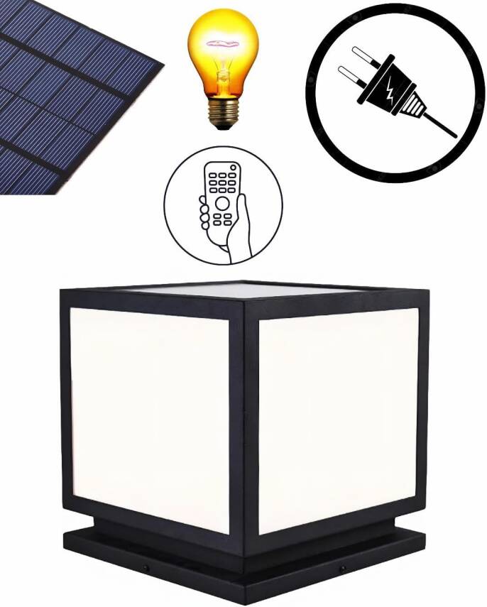 Kyrotech Set Üstü KARE Solar LED Bahçe Lambası 60W, Güneş Enerjili + 220V Elektrikli Hibrit, E27 Duy, Fotoselli, Uzaktan Kumandalı, 3 Modlu Işık, IP65 Su Geçirmez, Uzun Ömürlü Bahçe Aydınlatma Armatürü - 2
