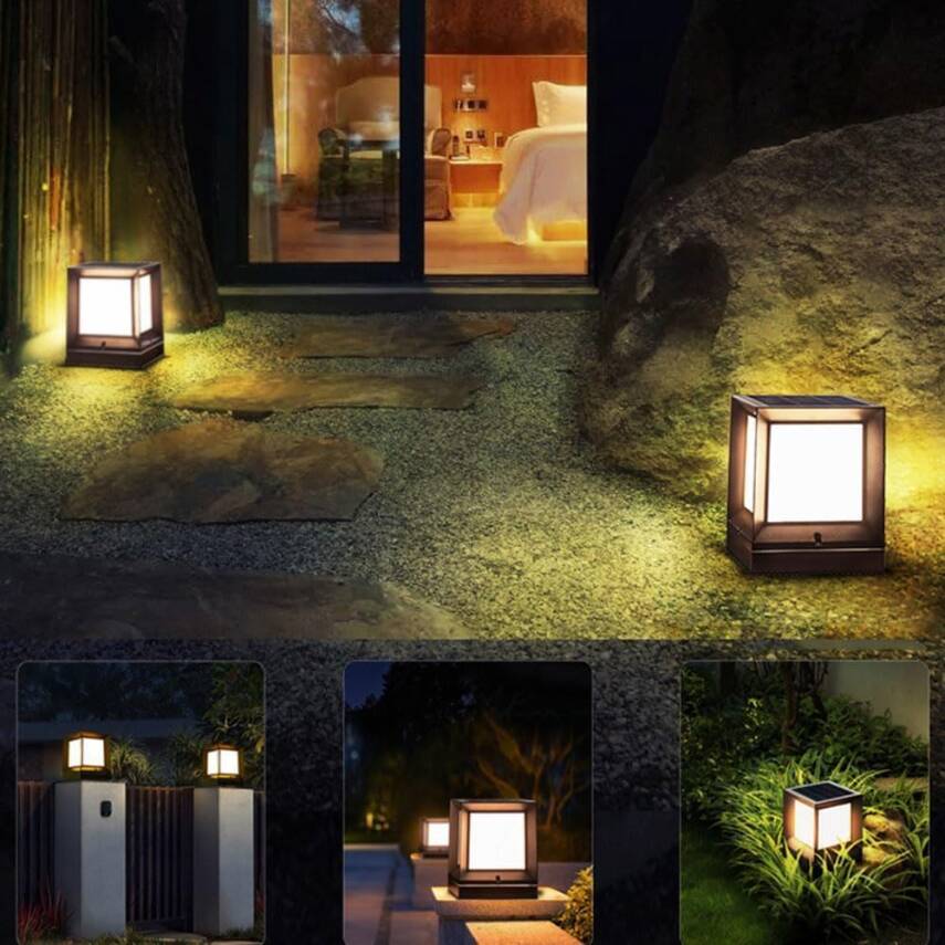 Kyrotech Set Üstü Küp Solar LED Bahçe Lambası 60W, Güneş Enerjili+220V Elektrikli Hibrit, E27 Duy, Fotoselli, Uzaktan Kumandalı | 3 Modlu Işık | IP65 Su Geçirmez | Uzun Ömürlü Bahçe Aydınlatma Armatürü - 7