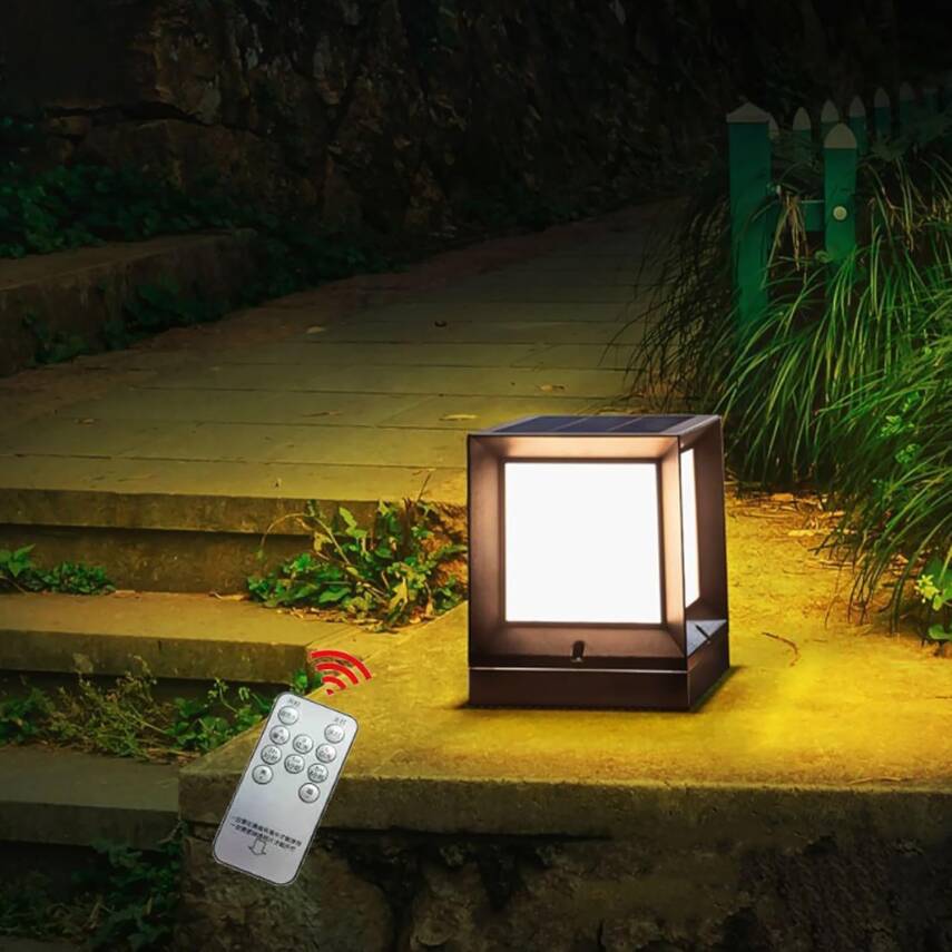 Kyrotech Set Üstü Küp Solar LED Bahçe Lambası 60W, Güneş Enerjili+220V Elektrikli Hibrit, E27 Duy, Fotoselli, Uzaktan Kumandalı | 3 Modlu Işık | IP65 Su Geçirmez | Uzun Ömürlü Bahçe Aydınlatma Armatürü - 1