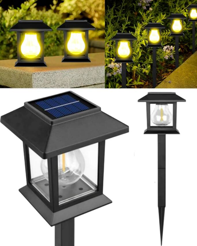 Kyrotech Solar Güneş Enerjili Bahçe Aydınlatma Gün Işığı Led Işık Işıldak Lamba Fener Süs Balkon Dekorasyonu Flament Led Set Üstü Kamp Peyzaj Teras Avlu Havuz Veranda Lamba Su Geçirmez Otomatik ON/OFF - 1