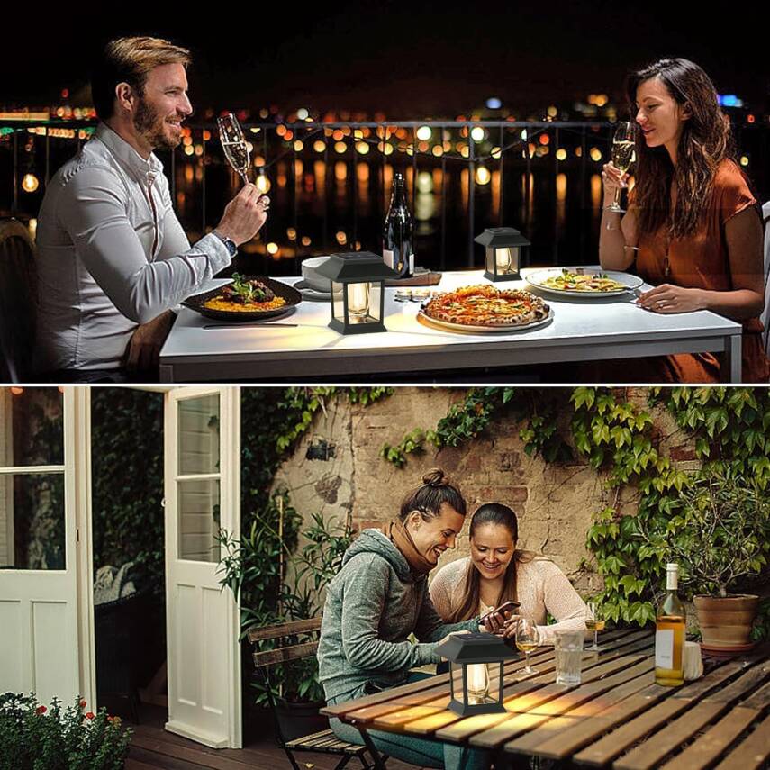 Kyrotech Solar Güneş Enerjili Bahçe Aydınlatma Gün Işığı Led Işık Işıldak Lamba Fener Süs Balkon Dekorasyonu Flament Led Set Üstü Kamp Peyzaj Teras Avlu Havuz Veranda Lamba Su Geçirmez Otomatik ON/OFF - 3