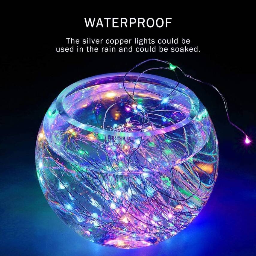 Kyrotech Solar Güneş Enerjili RGB 100 Led, 12 Metre,8 Modlu, Peri Led Bahçe, Veranda, Avlu, Balkon, Havuz Kenarı, Düğün, Parti, Peyzaj Aydınlatma Su Geçirmez Lamba - 9