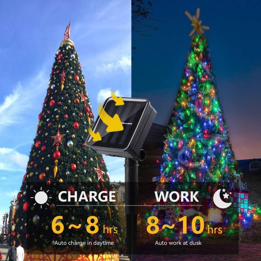 Kyrotech Solar Güneş Enerjili RGB 100 Led, 12 Metre,8 Modlu, Peri Led Bahçe, Veranda, Avlu, Balkon, Havuz Kenarı, Düğün, Parti, Peyzaj Aydınlatma Su Geçirmez Lamba - 5