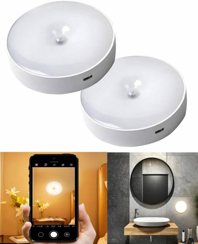 Kyrotech Usb Şarjlı Hareket Sensörlü Otomatik 8 Led Aydınlatma Işık Mıknatıslı Koridor, Banyo, Dolap, Merdiven, Gece Lambası, Mutfak, Balkon Dekorasyonu, Amber Renk 4000K Günışığı Delme Gerektirmez - 10