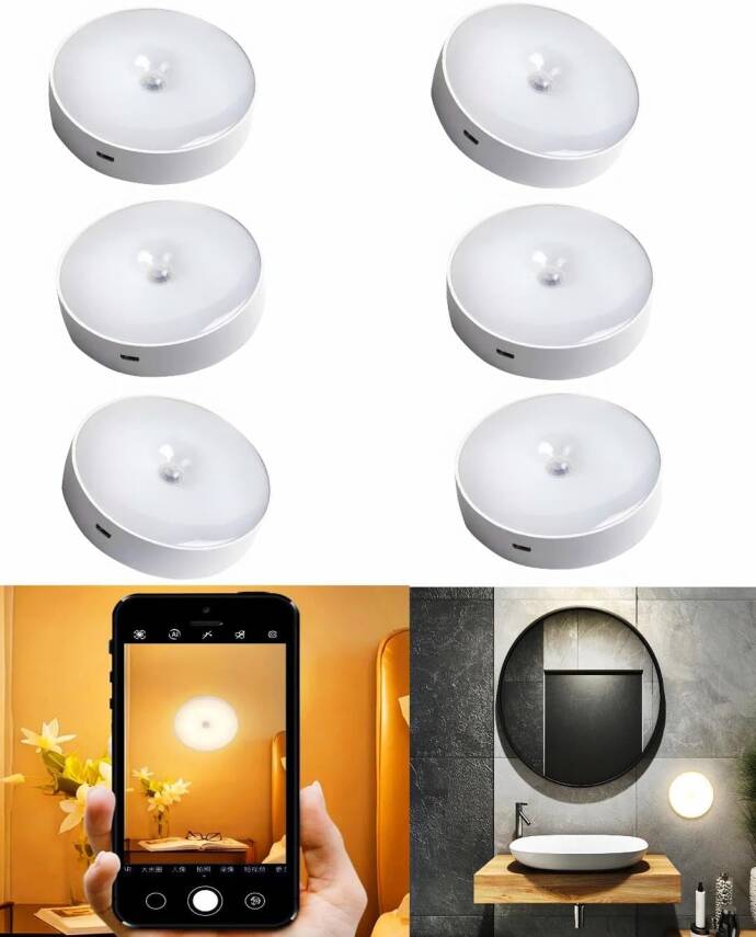 Kyrotech Usb Şarjlı Hareket Sensörlü Otomatik 8 Led Aydınlatma Işık Mıknatıslı Koridor, Banyo, Dolap, Merdiven, Gece Lambası, Mutfak, Balkon Dekorasyonu, Amber Renk 4000K Günışığı Delme Gerektirmez - 28