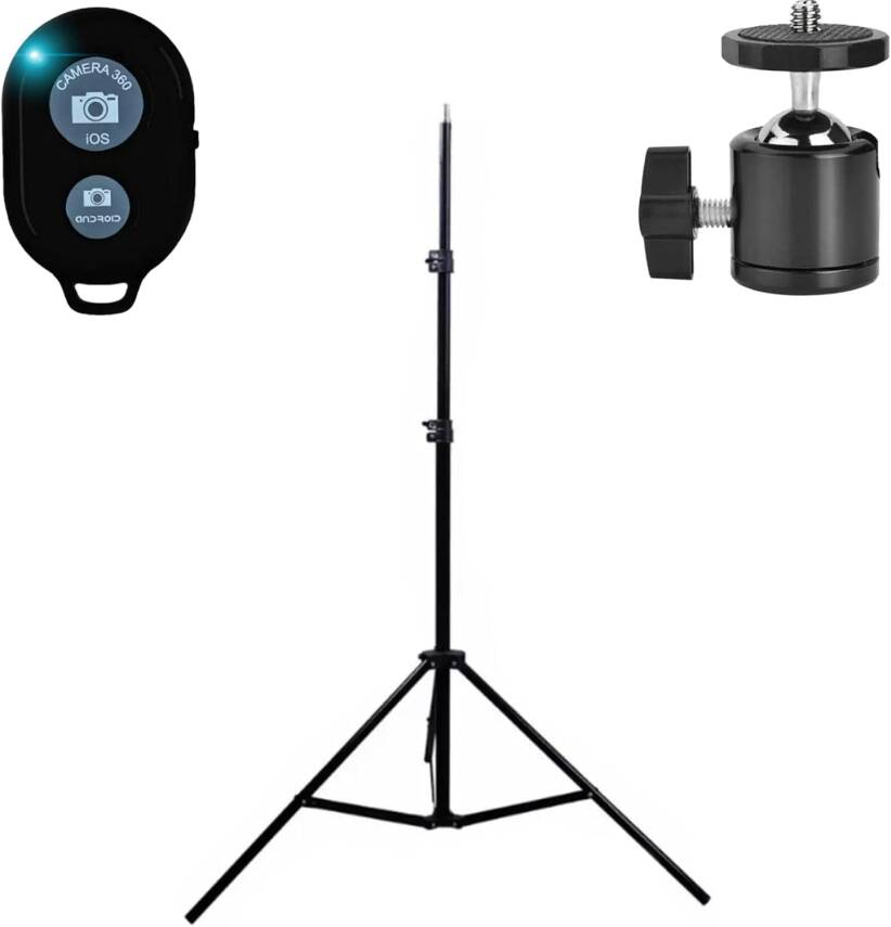Tablet Ve Telefon Tutucu Bluetooth Kumandalı 2 Metre Metal Tripod Ayaklı 360 Derece Mafsal - 1